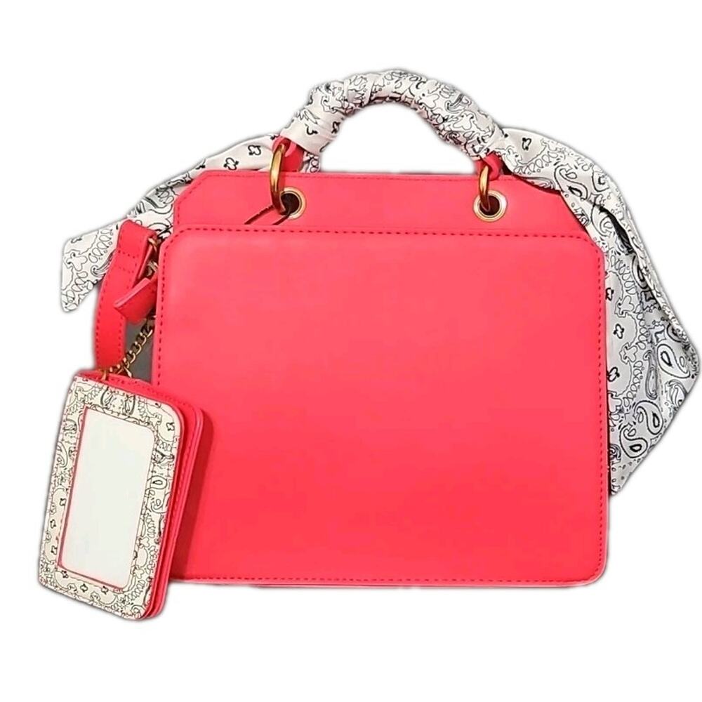 STEVE MADDEN BEVELYN Red Satchel Crossbody Bag Scarf Card Holder Viral - Picture 4 of 8